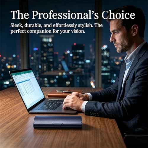 Philley Aluminum Ultra-Light Eyeglasses Case Hard Shell Nearsighted Glasses Case for Women & Men - color: Dark Blue