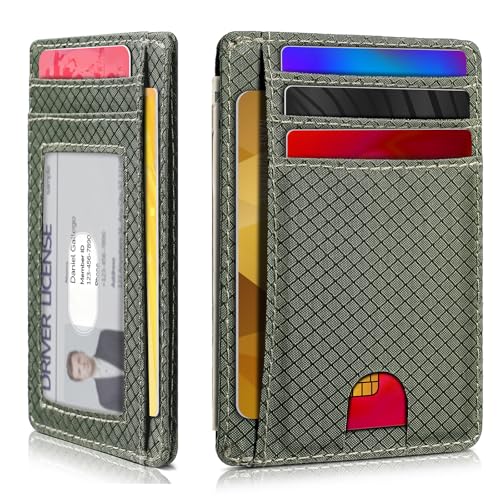 Artpaxy Slim Wallet for Men & Women, Minimalist Front Pocket Card Holder for Travel, RFID Blocking, Water Resistant Nylon Wallet for ID & Cash & Credit Card - color: Army Green