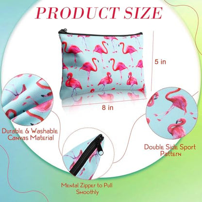 Eccliy 20 Pcs Summer Makeup Bag Cosmetic Bag Canvas Gifts Summer Themed Accessories for Girls Toiletry Pouch with Zipper for Women Party Shopping Home Travel, 8 x 5 Inch - size: 8 x 5 Inch, style: Summer