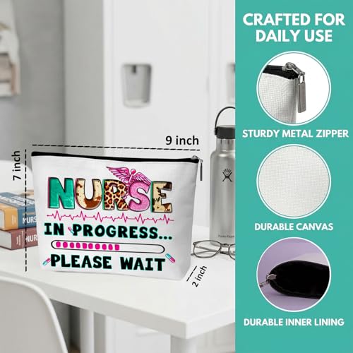 Nurse Graduation Gifts for Women, Nurse Medical Makeup Bag Appreciation Birthday Gifts for Nurses, Nursing Essentials Travel Cosmetic Pouch Bags with Zipper - B01 - style: Nurse in Progress Please Wait