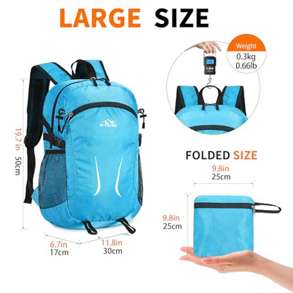 Small Hiking Backpack 35L Travel Lightweight Hiking Packable Daypack Water-Resistant Foldable Backpacks for Women Men Camping (Blue) - color: Blue, size: 35L