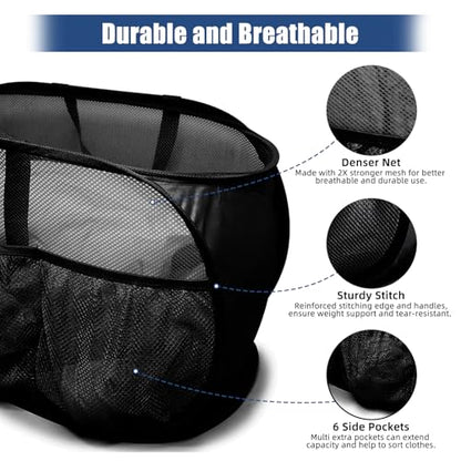 2 Pack Collapsible Laundry Baskets, Upgrade Pop Up Laundry Hamper with Convenient Bags, Foldable Laundry Basket Mesh Light Weight, Easy to Carry Clothes Hampers for Laundry, Dorm, Toys, Travel Black - color: 2xBlack