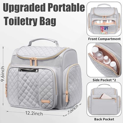 Large Toiletry Bag for Women Men,Bathroom Bag,Water Resistant Shower Bag,Makeup Bag,Toiletry Bags for Traveling,Hanging Toiletry Bag with Transparent Waterproof Phone Pocket (Light Gray) - color: Light Gray