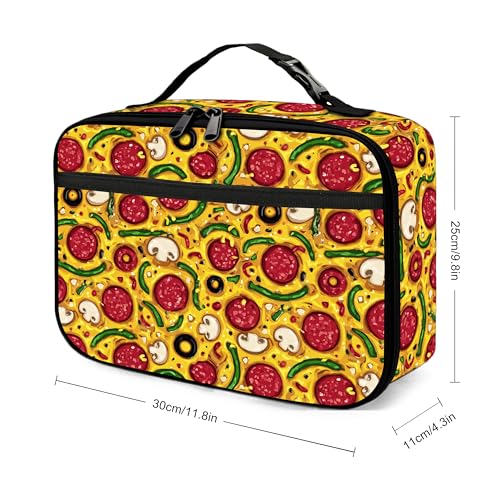 Pizza Lunch Bag Insulated Reusable Lunch Box Cooler Thermal Tote Bag For Teenage Boys Girls School Beach - color: Pizza