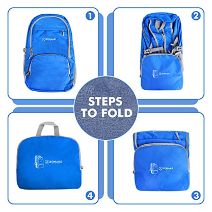 ZOMAKE Lightweight Packable Backpack 30L, Foldable Hiking Backpacks Water Resistant Compact Folding Daypack for Travel(Dark Blue) - color: Dark Blue