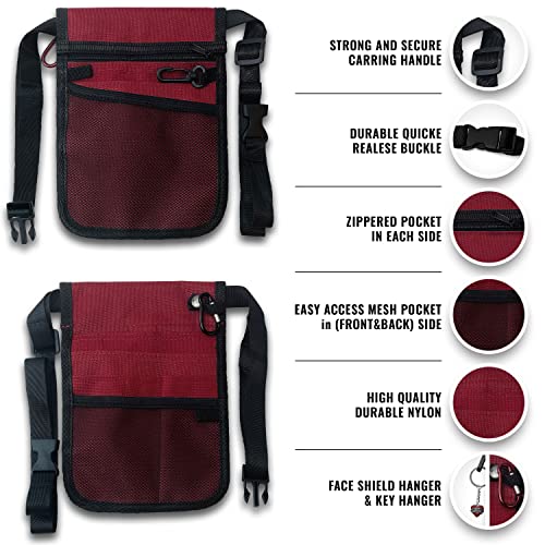 ASA TECHMED Nurse Utility Belt – Complete Medical Belt Utility Kit, Pro Pack Pocket Organizer Pouch Hip Bag for EMT, CNA, NP, PA, Student, Maroon - color: Maroon