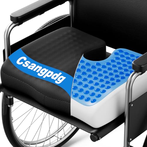 Wheelchair Seat Cushions Cooling, Ergonomic Seat Cushion, Waterproof Silk Fabric, Memory Foam Cooling Gel Office Chair Cushion for Hip Support, Relieve Sciatica, Back, Coccyx, Pressure Sore
