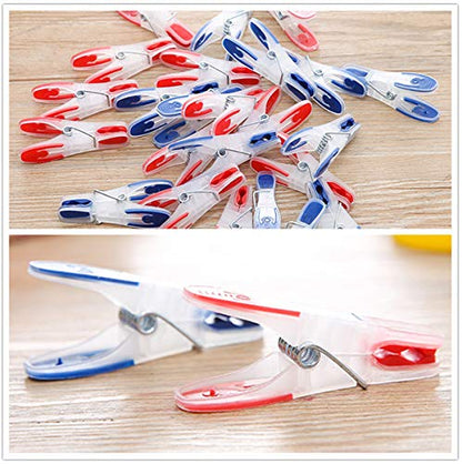 Strong Non-Slip Wide Open Plastic Clothes Clips for Drying Clothing Clamps Sturdy Travel Clothespins 24 Pack - color: 24pcs (2.75inch) Clear Plastic Clothespins