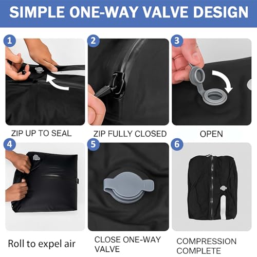 2 Pack Travel Vacuum Bags for Luggage, 17L Travel Compression Bags with Flat Bottom & Window, Space Saver for Luggage, Suitcase & Backpack Organization, Vacuum for