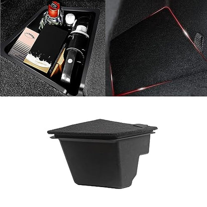 x xotic tech Black Rear Trunk Side Storage Grocery Box w/Lid Reinforced Handle Partition Board Cover Organizer Packet Holder Bin Compatible with Tesla Model 3 2017-2023 - size: Model 3