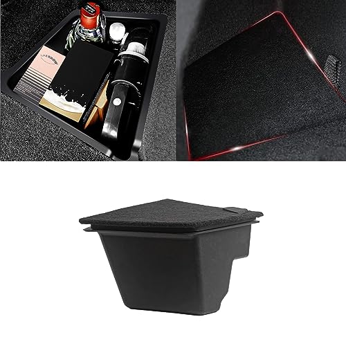 x xotic tech Black Rear Trunk Side Storage Grocery Box w/Lid Reinforced Handle Partition Board Cover Organizer Packet Holder Bin Compatible with Tesla Model 3 2017-2023 - size: Model 3