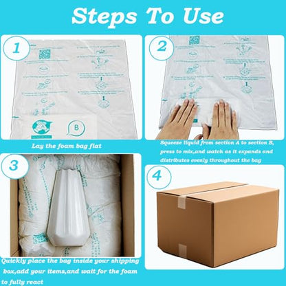 Foam Bag For Shipping, 10pcs Quick Expanding Foam Packaging Bags for Packing, Mailing and Shipping Solutions(14x16inch)