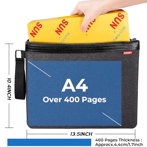ECHSRT File Folder Document Organizer for Travel, Document Bag Zipper Pouch for Men & Women Black - color: Black