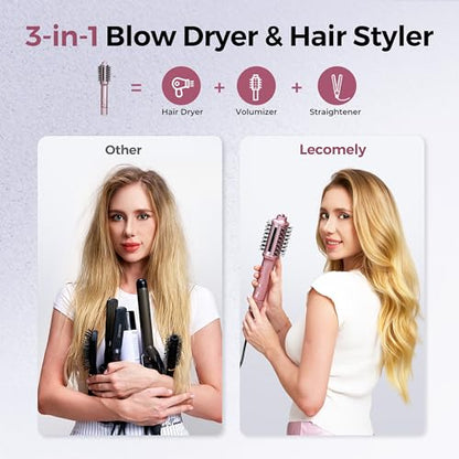 3 in 1 Ionic Hair Dryer Brush, Lightweight Blow Dryer Brush in One for Faster Dry and Style, Blowout Hot Air Brush, One Step Straightener Volumizer with Millions Negative Ions for Smooth