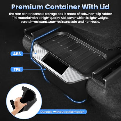 Shademax Custom for 2025 2026 Tesla Model Y Trash Can, Model Y Juniper Rear Center Console Organizer with Lid Cover, Backseat Storage Box Garbage Can Bin for 2026 Model Y Juniper Launch Accessories