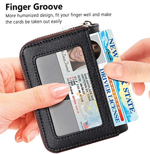 FurArt Zipper Wallet Women, RFID Blocking Credit Card Wallet, Business Card Holder, Compact Size KeyChain Wallet - color: Black