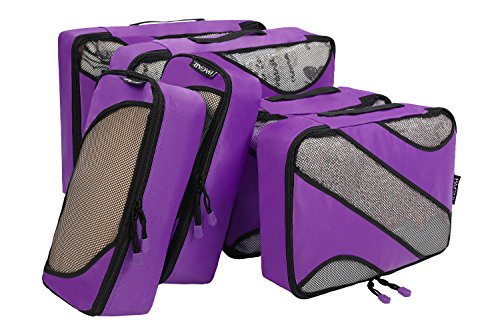 BAGAIL 6 Set Packing Cubes,Travel Luggage Packing Organizers - color: The Purple, style: 6 Set