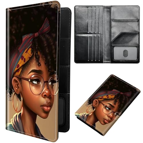 African Black Woman Passport Holder Cover Passport Wallet Travel Wallet Organiser with RFID Blocking Card Holder Wallet Family Holder Protection Case for Women, Men - color: African Black Woman
