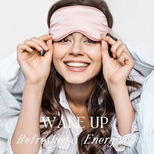 Silk Satin Sleeping Eye Mask, Pink Sleep Eye Mask Night Blindfold for Women and Men, Soft Breathable Blackout Eyeshade Eye Cover for Travel, Wedding Bridesmaid Gift - color: Pink