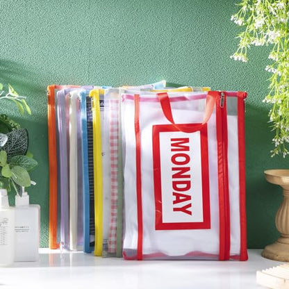 14 Pack Packing Cubes for Travel Days of Week Packing Cubes with Label Clear Zippered Storage Bag for Summer Camp Essential