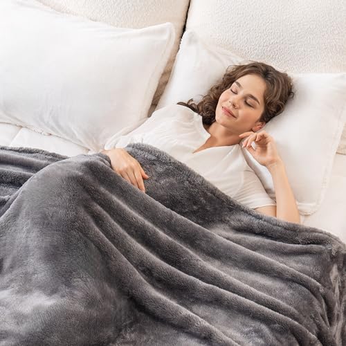 Berkshire Blanket Classic Extra-Fluffy™ Plush Blanket,Twin Size Bed Blanket,Soft Fuzzy Fluffy Long Hair Blanket for Couch Sofa Bed,Shadow Grey,60x92 Inches, E0554-TX-05U - color: Shadow Grey, size: Twin/Twin XL