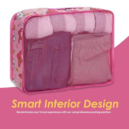 Sanrio's Hello Kitty Packing Cubes - 5 Piece Packing Cube Bags - Travel Essentials - Suitcase Luggage Organizer Set - Hello Kitty and Friends, My Melody, Kerromi, Kerropi, Badtz-Maru (My Melody) - color: Pink