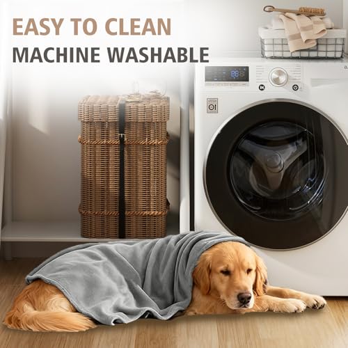 Ameritex Pet Bed Blanket Reversible 100% Waterproof Velvet Super Soft for Sofa and Bed - color: Silvergrey+grey, size: 52x82 Inches