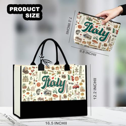 Seattle Italy Chicago New York Las Vegas Paris Gifts for Women Canvas Tote Bag Mother's Day Gifts for Women - color: Italy