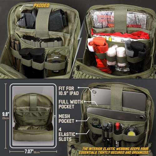 WYNEX Tactical Molle Admin Pouch, Utility EDC Pouch Organizer Modular Tool Pouch of Double Layer Design Medical EMT Attachment Bag Large Capacity with Elastic Webbing Insert Panel - color: Ranger Green