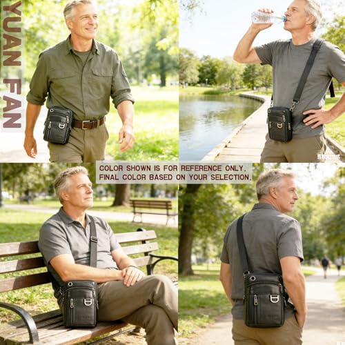 Small Mens Leather Satchel Cell Phone Holster,Vertical Belt Clip Cellphone Pouch,Purse Waist Bag Fanny Pack Compatible with Google,Zipper Phone Bag for Work,Hike - color: Black