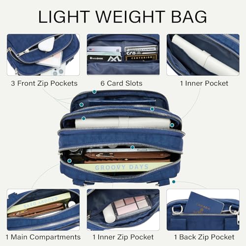 CLUCI Anti Theft Crossbody Bags for Women Travel Small Crossbody Bag Purses for Women RFID Nylon Belt Bag - color: Blue