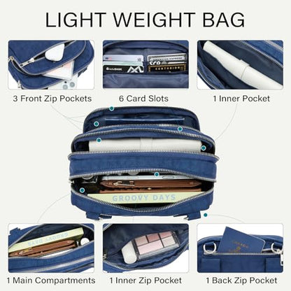 CLUCI Anti Theft Crossbody Bags for Women Travel Small Crossbody Bag Purses for Women RFID Nylon Belt Bag - color: Blue