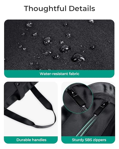 BAGSMART Tote Bag for Women, Foldable Tote Bag With Zipper Travel Shoulder Bag Handbag for Work - color: Military Green
