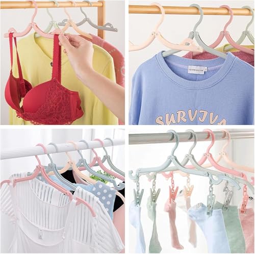 24 Pcs Travel Hangers with 48 Pcs Clips,Portable Folding Clothes Hangers Travel Clothes Hangers Travel Accessories Foldable Clothes Drying Rack for Travel Plastic Non Slip Clothing Hangers 4 Colors
