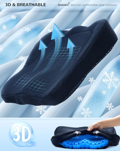 Enlarged 19.7" Gel Seat Cushion, Egg Gel Chair Pads for Wheelchair Pressure Coccyx Sciatica Pain Relief, Cooling Desk Seat Cushion for Kayak, Car, Office Chair Long Sitting[Blue] - color: Blue, size: 19.7*16.1*3.5in