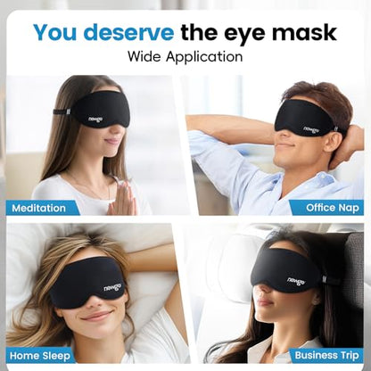 NEWGO 3D Cooling Sleep Mask, Weighted Cooling Gel Eye Mask for Sleeping, Cold Eye Mask, Hot Cold Therapy Blackout Sleep Mask for Puffiness, Dark Circles, Dry Eyes, Headaches and Stress Relief - color: Black