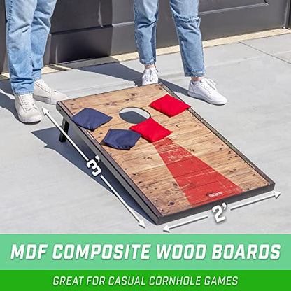 GoSports Portable Cornhole Sets, 8 Styles – Choose 4 x 2 ft or 3 x 2 ft - Boards Include 8 Bean Bags, Travel Case, and Game Rules - style: 3 x 2 ft Rustic