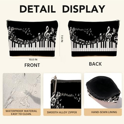 JIUWEIHU Piano Keys Makeup Bag, Musical Cosmetic Bags Travel Organizer Bag Zipper Pouch, Christmas Birthday Gifts for Pianist Music Lover Women Friend Colleague Sister - color: Multicolor 0063