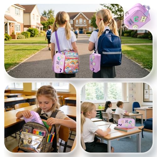 Small Lunch Bag for Girls with 2 Ice Packs, Insulated Mini Lunch Box, Freezable Cooler Bag for Kids Toddler, Reusable Snack Bags for School, Cute Lunchbox Back to School Supplies