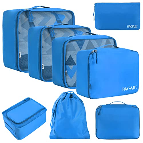 BAGAIL 8 Set Packing Cubes Luggage Packing Organizers for Travel Accessories-Light Blue - color: Light Blue, size: 8 Set