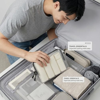 5pcs Travel Cream Dispenser Bottles Set Travel Bottles Toiletry Containers Set, TSA Approved, Travel Essentials - color: Beige