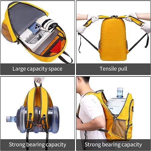FENGDONG 35L Lightweight Foldable Waterproof Packable Travel Small Hiking Backpack Daypack for men women - color: A10-yellow