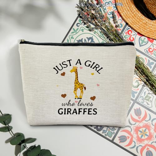 Giraffe Gifts for Women, Just A Girl Who Loves Giraffes Makeup Bag, Cute Cosmetic Bag Travel Toiletry Bag for Women, Beach Lover Gifts, Nautical Ocean Sea Animal Zipper Makeup Pouch - color: Giraffe