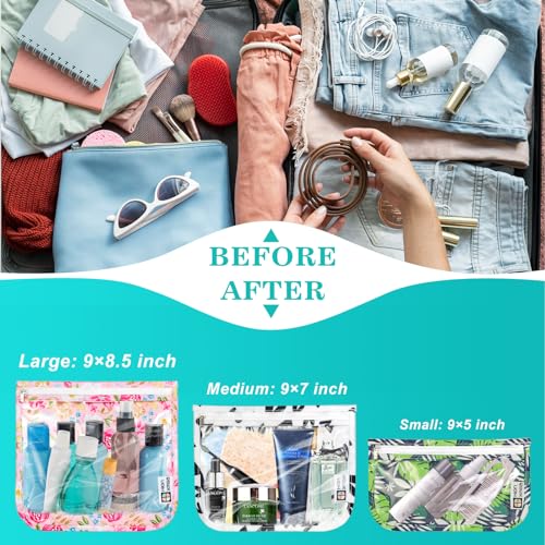 HIONXMGA TSA Approved Toiletry Bag, Set of 3 Clear Travel Toiletry Bag Quart Size Zipper Travel Pouch, Waterproof Makeup Cosmetic Bag for Women Men Kids Toiletries Carry on, Arrow a - color: Arrow a