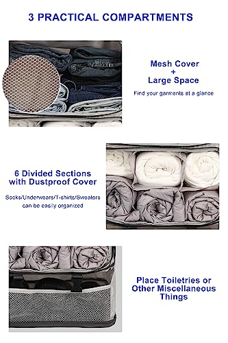 ELEZAY Hanging Packing Cubes Portable Closet 3-Shelf Travel Collapsible Compression Garment Organizer for Carry-on Luggage Suitcase Space Saver Bag XX-Large_No Side Pockets, Lightgrey - color: Lightgray, size: XX-Large_16*12*24 IN