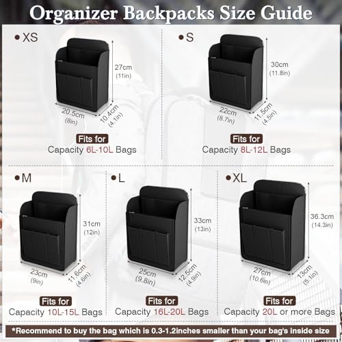Backpack Organizer Insert, Felt Bag Organizer for Rucksack Shoulder - color: Black, size: XL