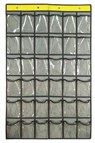 NIMES Hanging Closet Underwear Sock Jewelry Storage Over The Door Classroom Cell Phone Calculator Organizer 36 Clear Pockets (GREY) - color: Grey