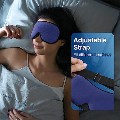 YFONG Weighted Sleep Mask, Women Men 3D Eye Mask Blocking Lights Sleeping Mask (4.2oz/120g), Pressure Relief Night Sleep Eye Mask with Adjustable Strap, Eye Cover Blindfold for Travel Nap Yoga, Blue - color: Blue