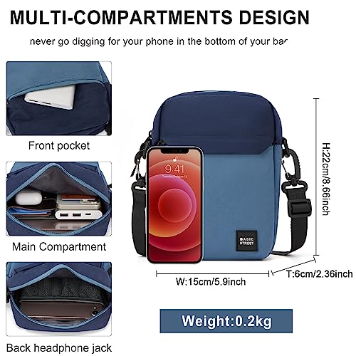SEAFEW Mini Crossbody Bag Shoulder Bag for Men, Small Messenger Satchel Bag for Women - color: Blue - Large