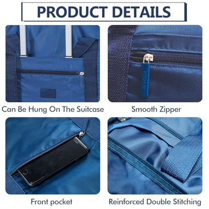 INVODA Travel Bag Lightweight Foldable Travel Duffel Bag Waterproof Sports Gym Bag Tote Carry On Luggage Bag Weekender Overnight Bag (Green+Blue) - color: Green+Blue